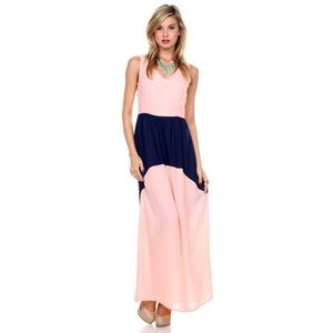 Stanzino Women Colorblock Chiffon Maxi Dress NWOT